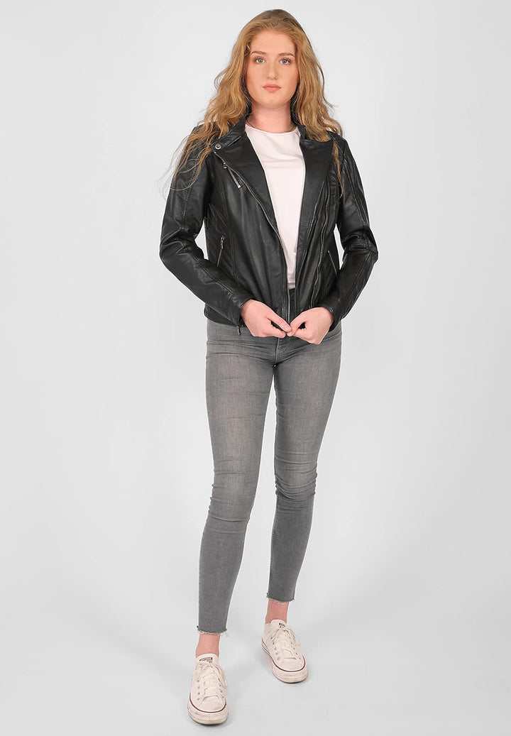 MAZE Damen Lederjacke 4202165 S Schwarz, S Schwarz