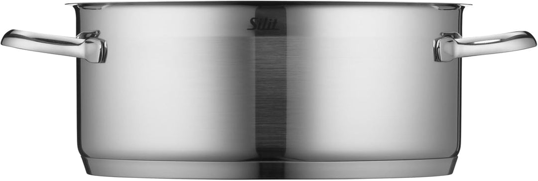 Silit Achat Kochtopf 24cm, Glasdeckel, Bratentopf 4,1l, Edelstahl poliert, Topf Induktion, unbeschic