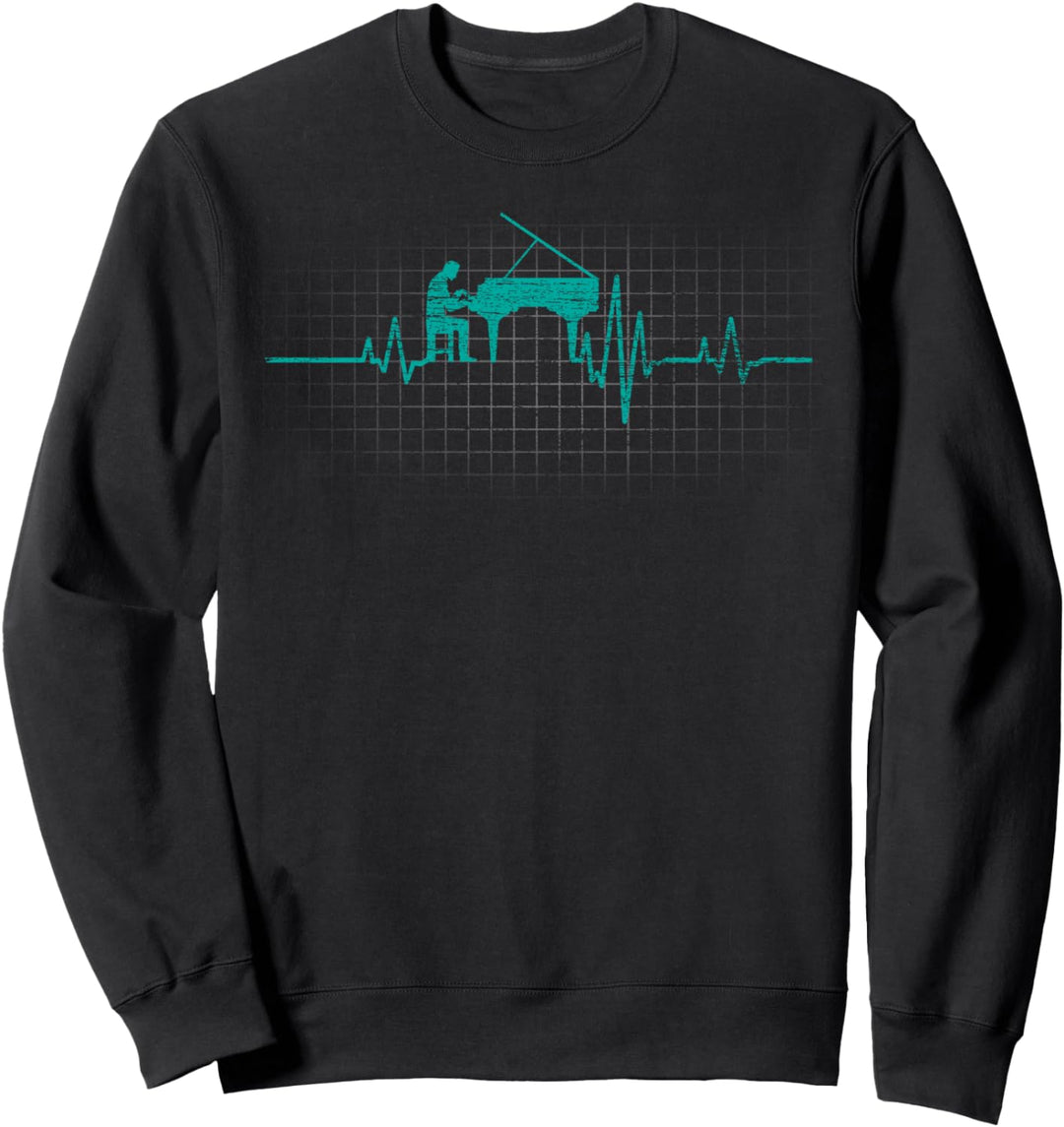 Flügel Pianist Piano Geschenk Herzschlag Klavier Sweatshirt