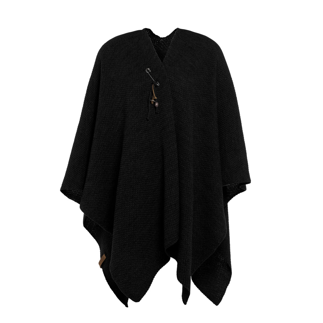 KNIT FACTORY - Jazz Poncho - Elegant Gestrickter Damen Cape - Wickelschal mit Wolle - Hochwertige Qu