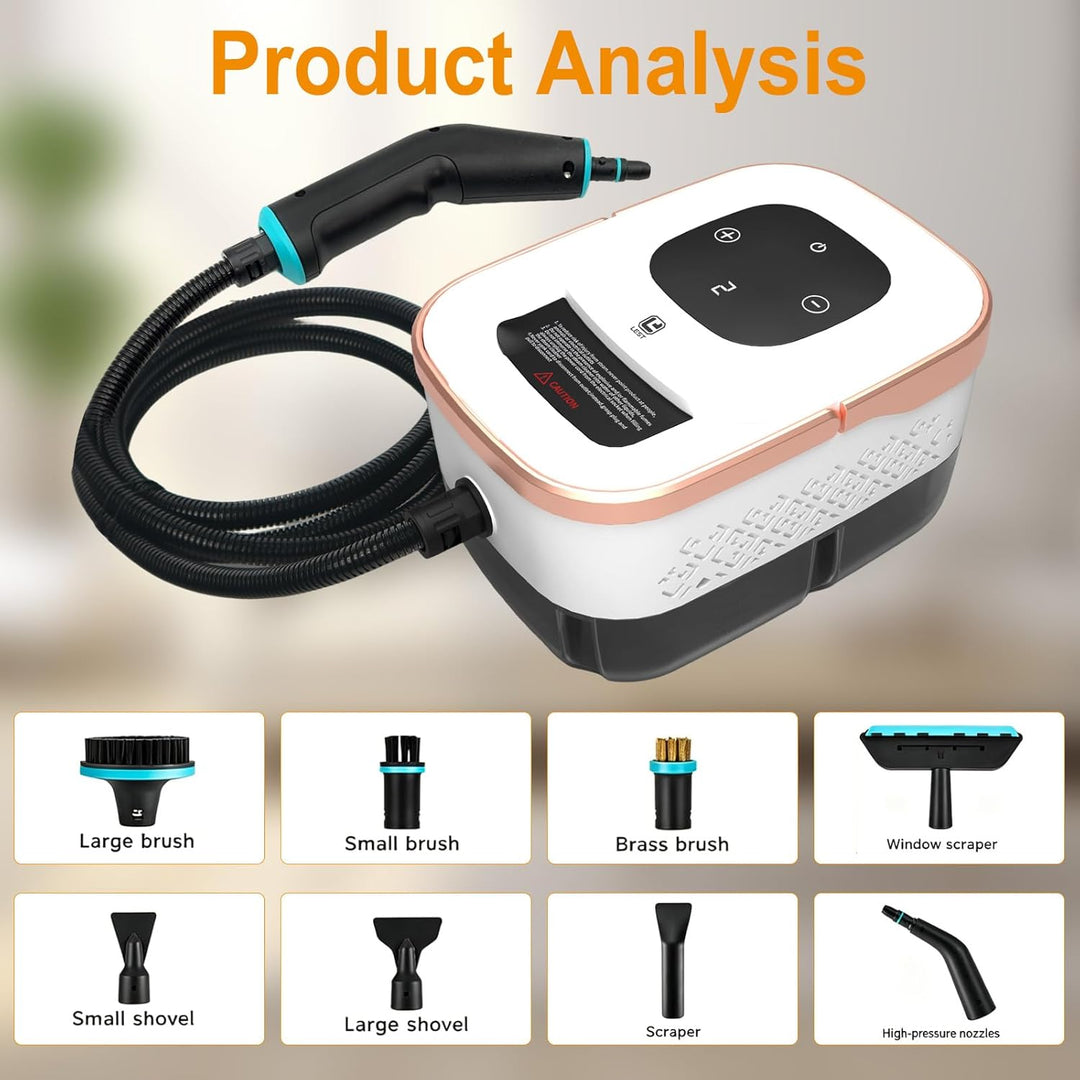 4Bar Tragbarer Dampfreiniger, 6-Gang Dampfreiniger Handgerät, Steam Cleaner mit 15 Zubehörteilen & 1
