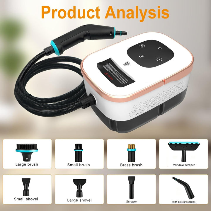 4Bar Tragbarer Dampfreiniger, 6-Gang Dampfreiniger Handgerät, Steam Cleaner mit 15 Zubehörteilen & 1