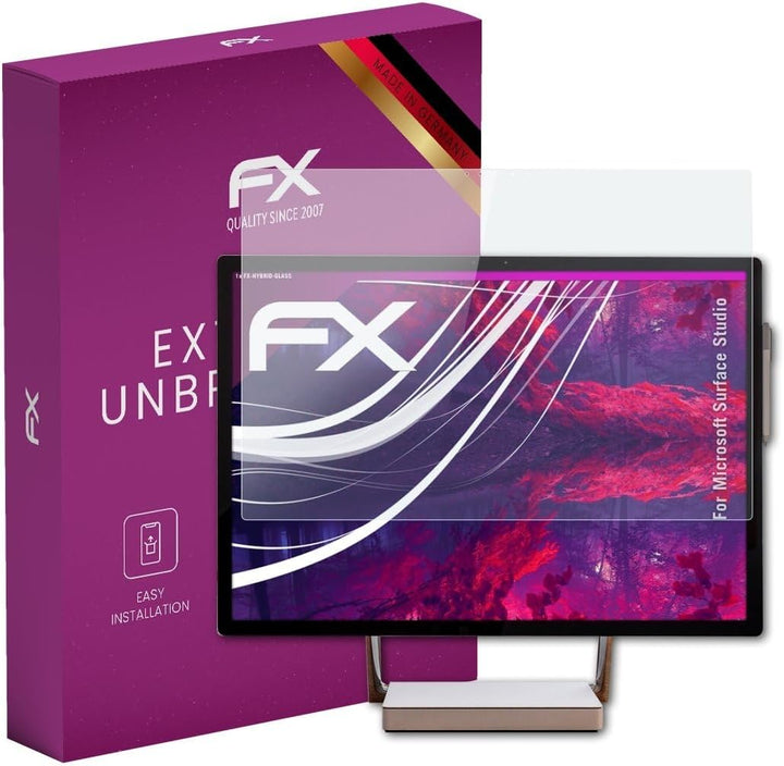 atFoliX Glasfolie kompatibel mit Microsoft Surface Studio Panzerfolie, 9H Hybrid-Glass FX Schutzpanz