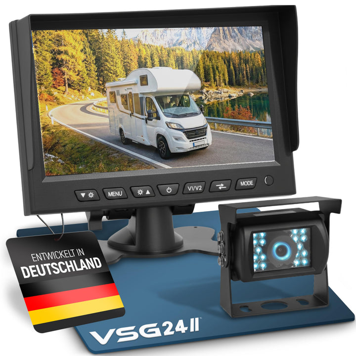 VSG24 Rückfahrkamera 7" Camper-Set inkl. Kamera, Monitor, Kabel - Wasserdicht Nachtsicht 12V-24V Ein