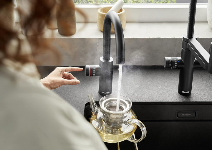 BLANCO drink.hot EVOL Mono schwarz matt | Heisswassersystem | Veredeltes kochend heisses Wasser | Cl