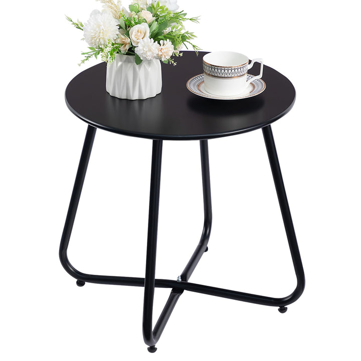 HollyHOME Beistelltisch Outdoor Balkontisch Klein Gartentisch Rund Beistelltisch Metall Wetterfest L