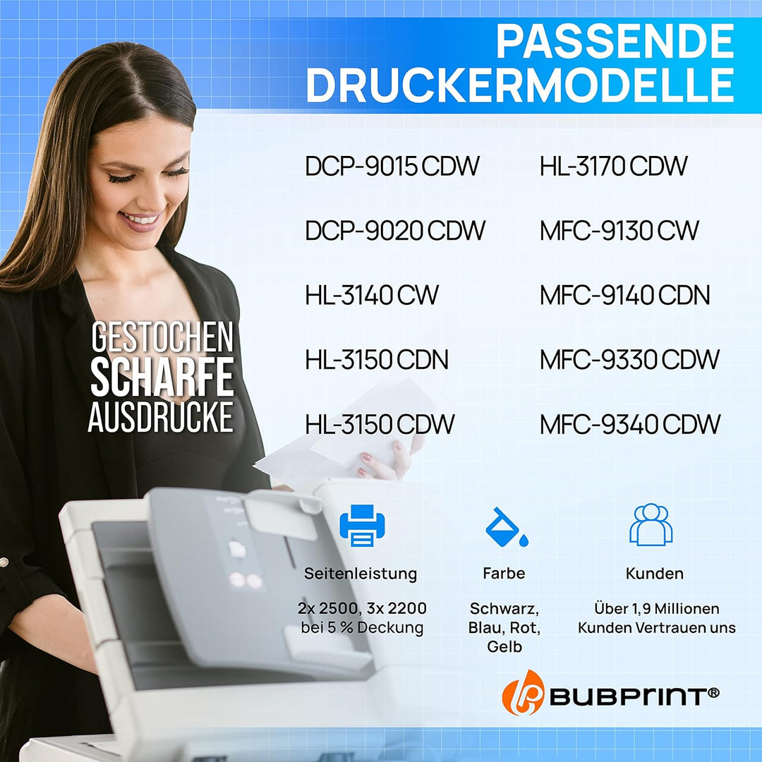 5er-Pack Bubprint Kompatibel Toner als Ersatz für Brother TN-241 TN-245 für MFC-9332CDW DCP-9022CDW