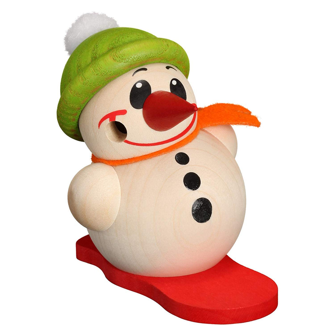 Seiffener Volkskunst | Deko Räuchermann | Mini Cool-Man Räuchermännchen 9 cm | Schneemann | Original