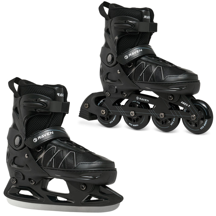 Raven 2in1 Verstellbare Inlineskates-Eishockey Expert mit Triple-Vent-System, Carbon Abec7 Kugellage