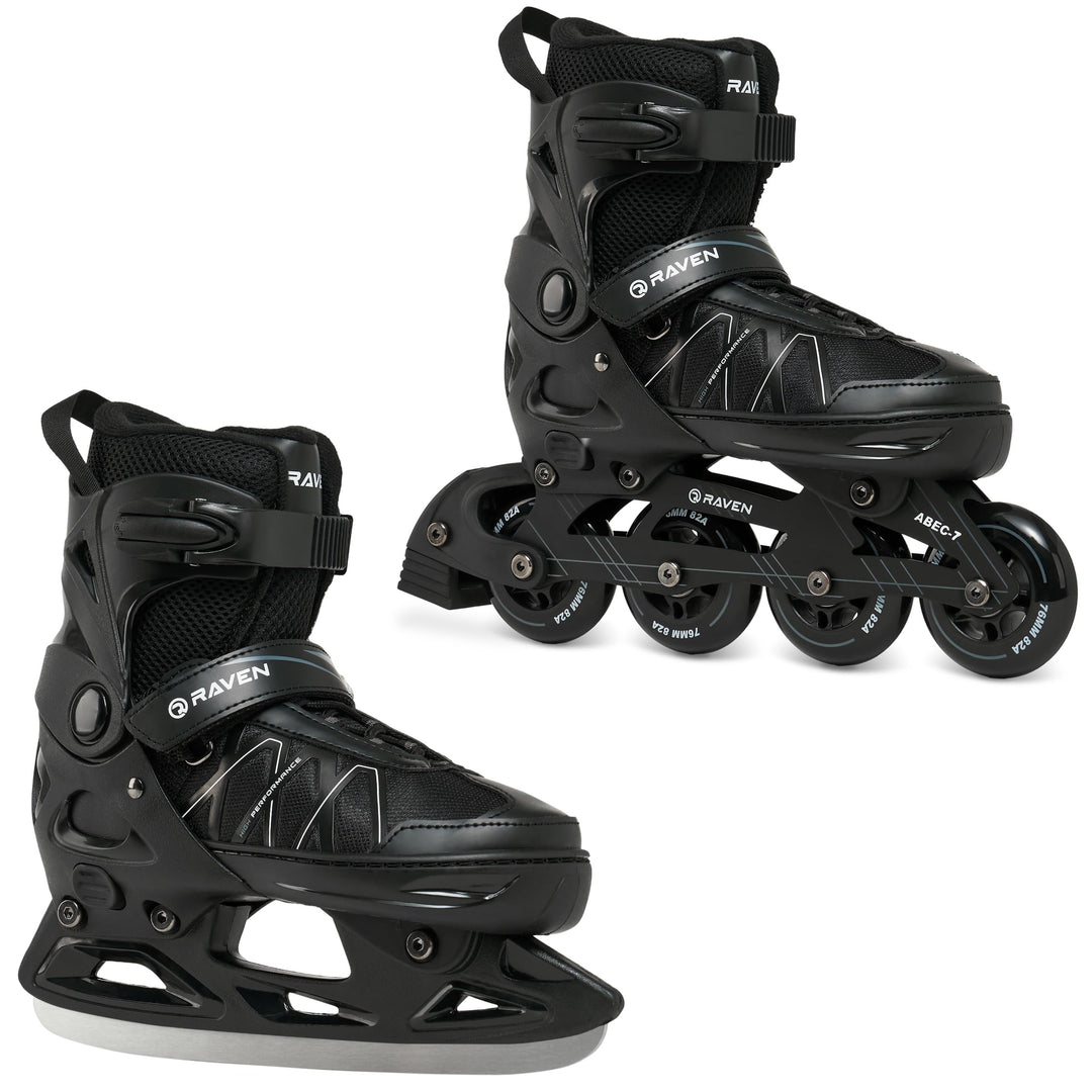 RAVEN Expert 2in1 Schlittschuhe Hockey Inline Skates Inliner für Kinder und Erwachsene verstellbar,