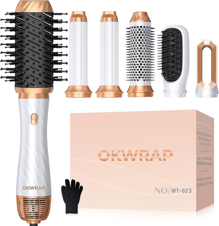 Hair Styler OKWRAP Airstyler set 6 In 1 Mit Rundbürstenföhn Haarstyler Warmluftbürste Thermal Brush