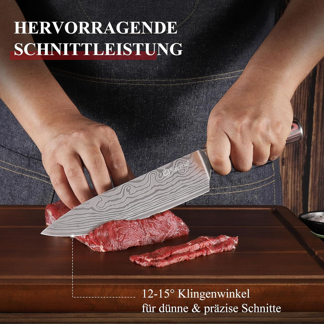 Sunnecko Profi Messer Küchenmesser Set 3tlg - Messerset Küche scharfe Messer Set Kochmesser Set mit