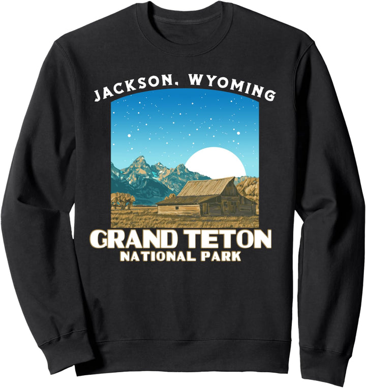 Retro Grand Teton National Park WPA Style Vintage Barn Sweatshirt
