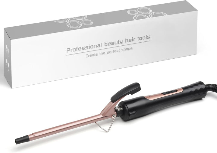 Mini Lockenstab kleine Locken, Schlanker Lockenstab 9mm mit Klammer Professional Keramik für Spirall