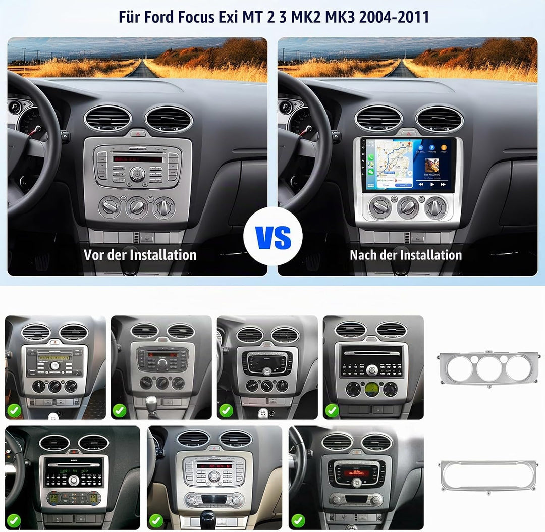 6+128G 8Kern Android 15 Autoradio für Ford Focus Klassiker 2004–2011 mit Wireless CarPlay Android Au