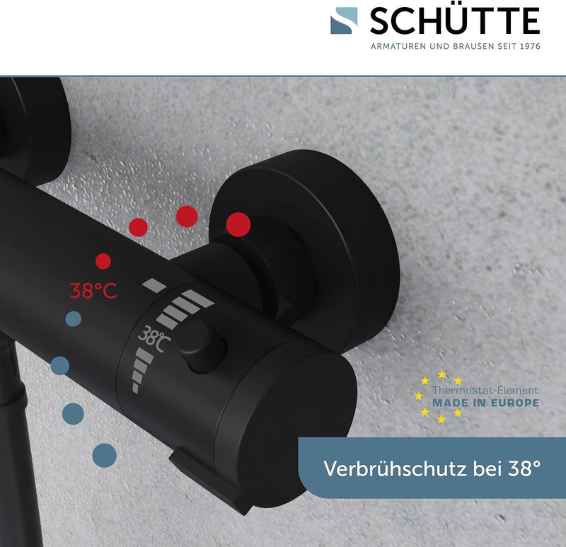 SCHÜTTE 52466 LONDON Thermostat Duscharmatur mit Verbrühschutz bei 38℃, Brausethermostat/Mischbatter