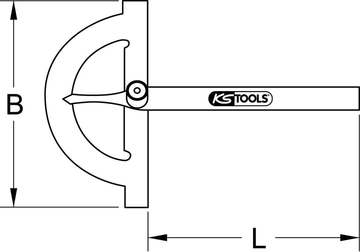 KS Tools 300.0642 Winkelgradmesser mit offenen Bogen, 200mm 200 mm, 200 mm