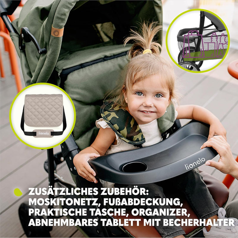 LIONELO Emma Plus Kinderwagen bis zu 15 kg, Kindersportwagen, leicht modern klein Buggy mit Liegepos