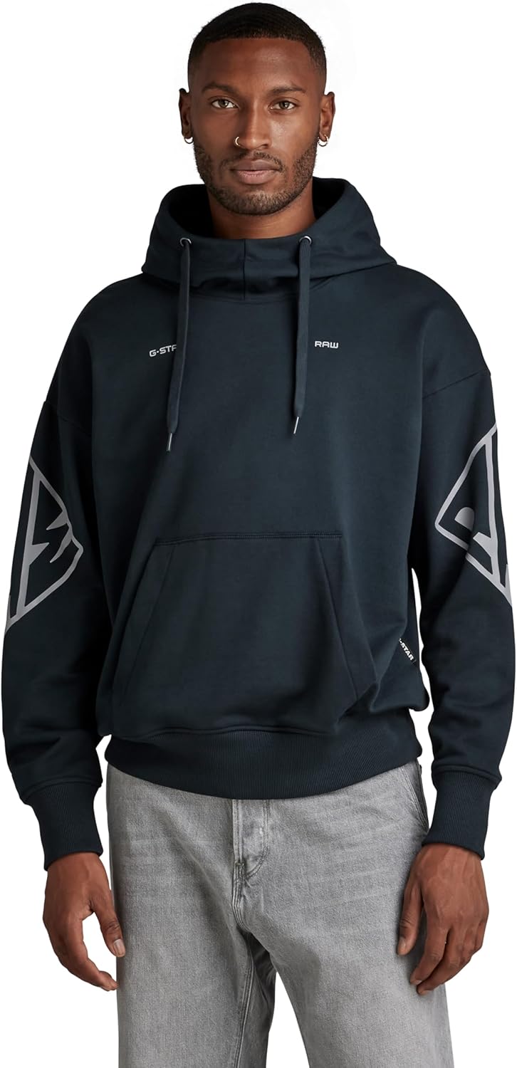 G-Star RAW Herren Sleeve Graphics Oversized Hoodie Sweats S Blau (Salute D22321-a613-c742), S Blau (
