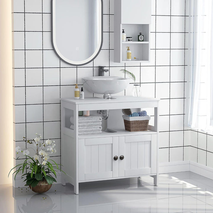 kleankin Waschbeckenunterschrank Unterschrank Badezimmerschrank mit offenem Fach Weiss 60 x 30 x 60