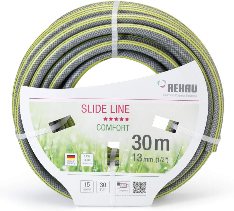 REHAU Gartenschlauch Slide LINE 1/2 Zoll 30m: sehr gleitfähig damit schmutzabweisend + Abriebfest, u