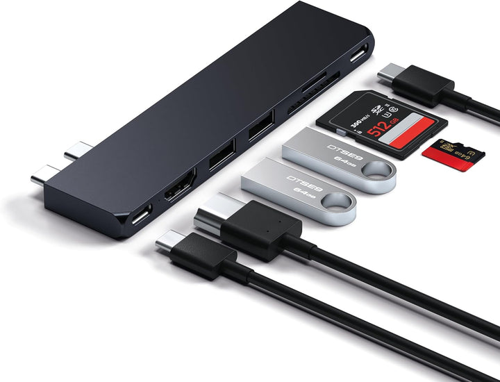 SATECHI 7-in-1 USB4 Pro Slim USB-C Hub mit bis zu 6K@60Hz, 100W PD Ladefunktion, schneller Datenüber