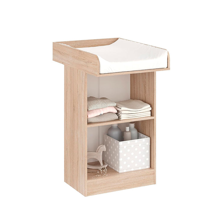 KOMTO Wickelkommode Sonoma Eiche - Wickeltisch Schmal, Baby Kommode mit Wickelaufsatz abnehmbar, Bab