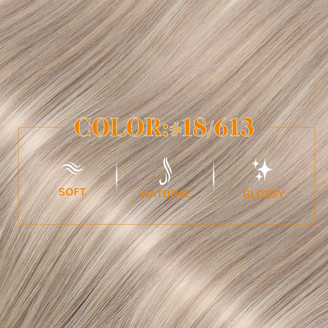 Easyouth Nano Bead Extensions Echthaar Farbe Aschblond und Gelb Blond 14 Zoll 50 Stück 50g Nano Loop