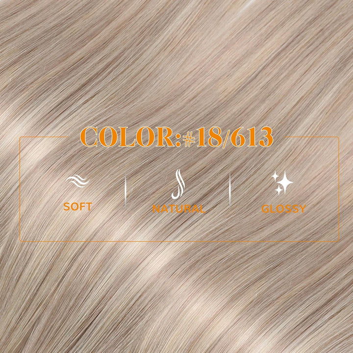Easyouth Nano Bead Extensions Echthaar Farbe Aschblond und Gelb Blond 14 Zoll 50 Stück 50g Nano Loop