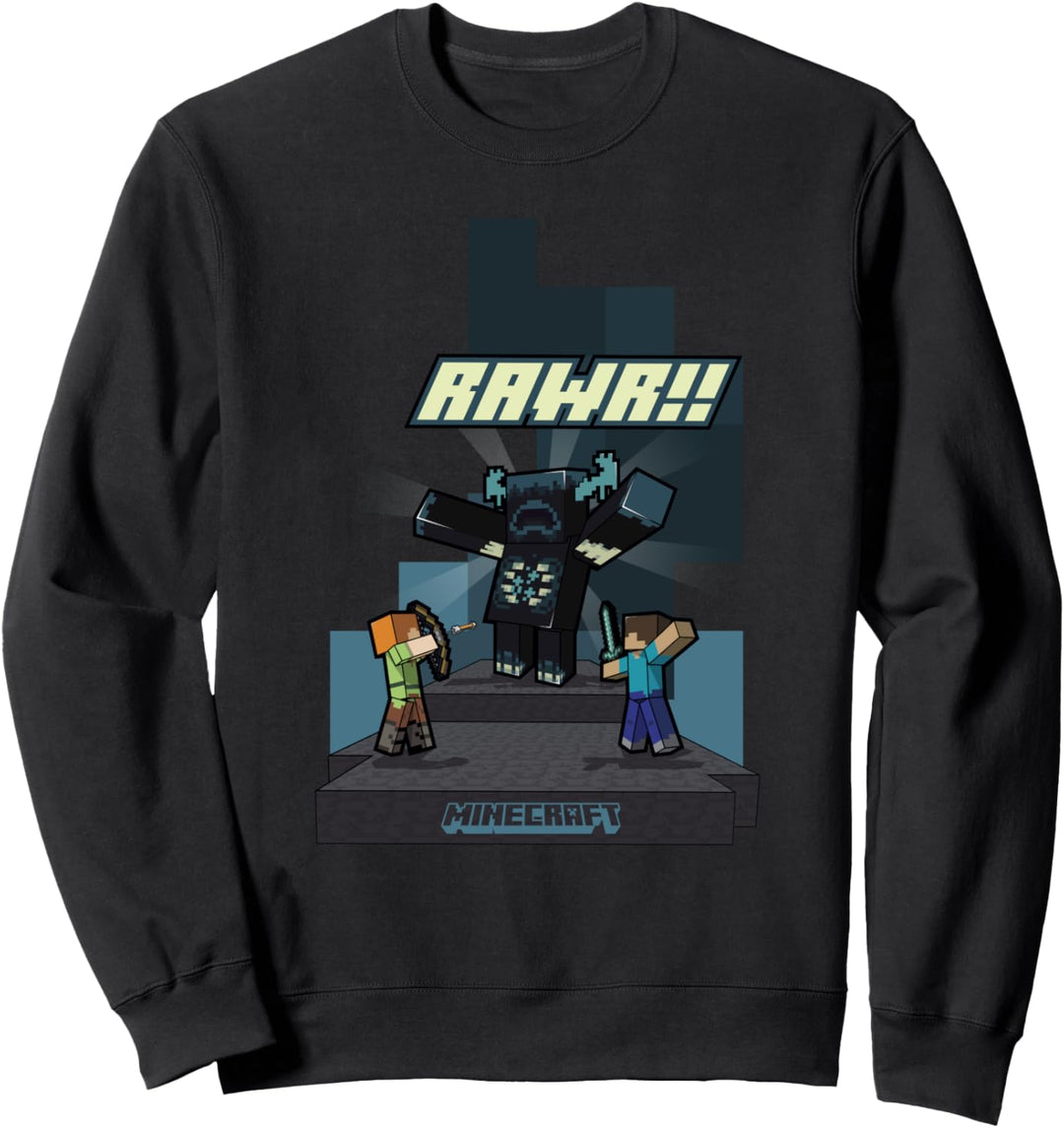 Minecraft Rawr!! Alex And Steve Fighting Off Warden Sweatshirt