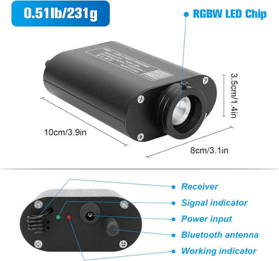 CHINLY Bluetooth 16W RGBW LED Fiber Optic Star Deckenleuchten Kit APP/Fernbedienung 260pcs*0,75mm*2m