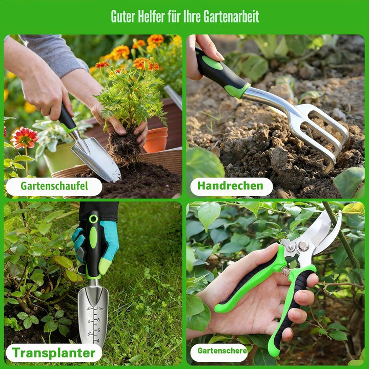 Gartenwerkzeug Set 8 Stück Gartengeräte Set Garten Werkzeug aus Edelstahl Gartenset Werkzeug mit Tas