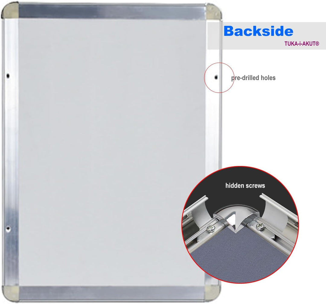 TUKA-i-AKUT 5er Aluminium Klapprahmen DIN A2 | 25 mm Profil | Abgerundete Ecken | Schutzscheibe Befe