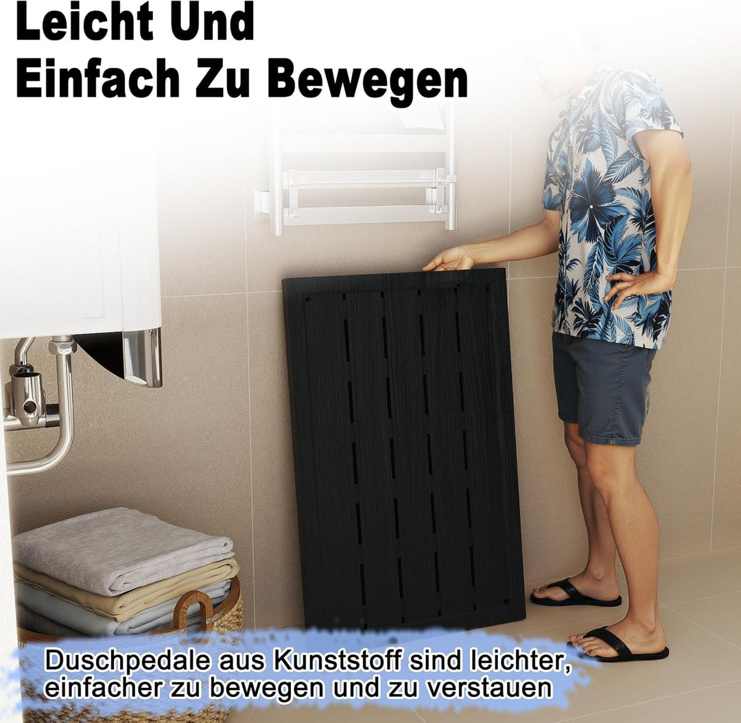 UISEBRT Bodenelement für Solardusche, Anti Rutsch, 105 x 63 x 5,5 cm, Outdoor Bodenplatte aus WPC fü