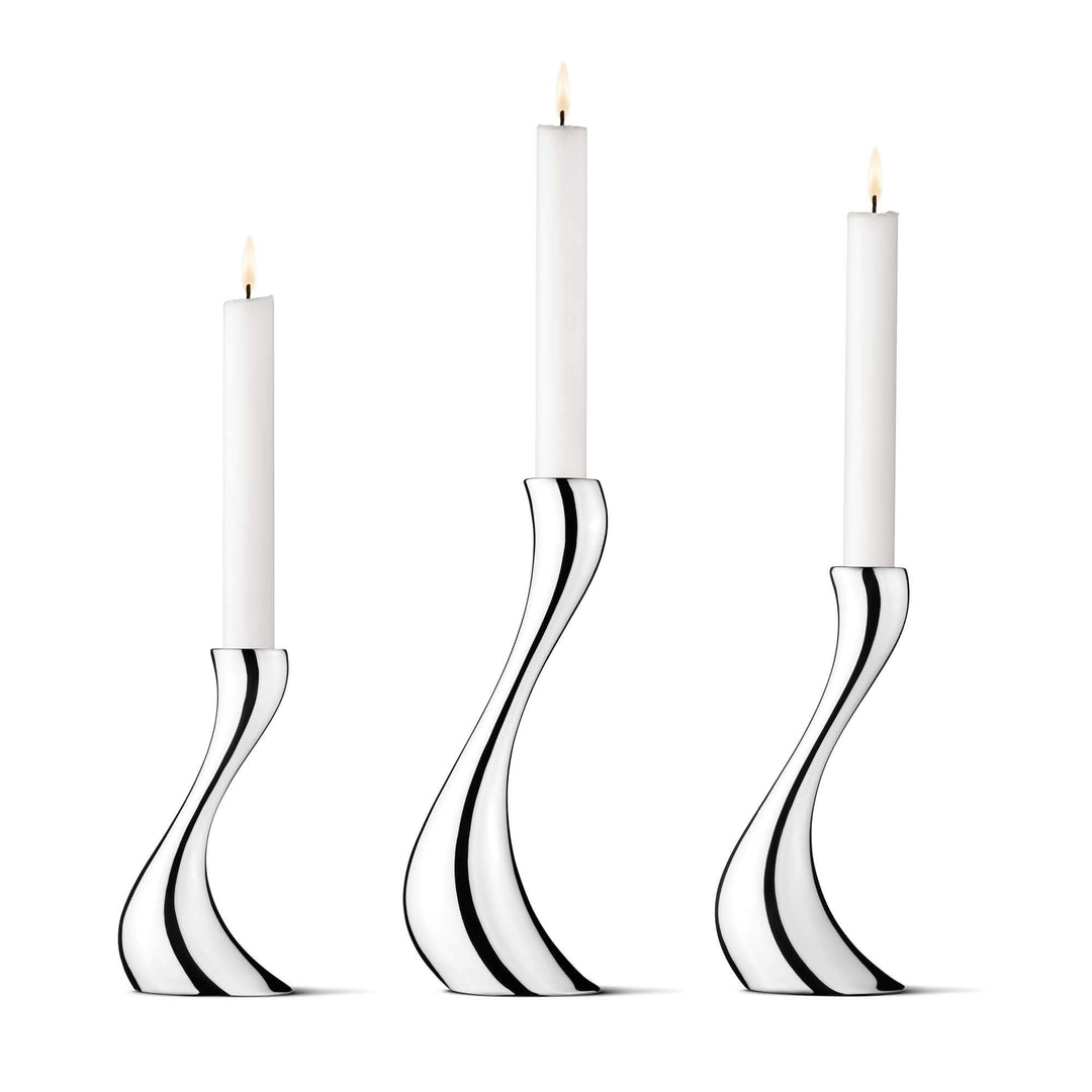 Georg Jensen Cobra Kerzenständer Edelstahl, Set von 3 Steel Silver, Steel Silver
