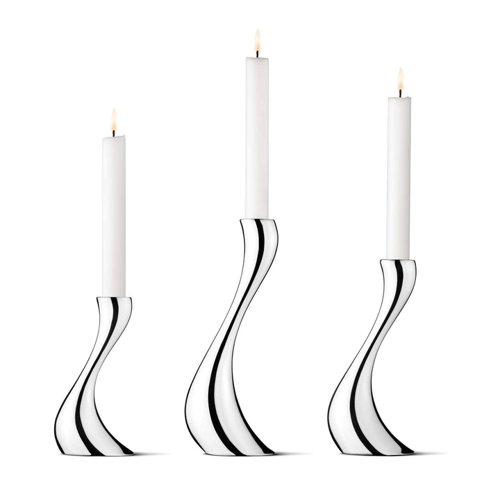 Georg Jensen Cobra Kerzenständer Edelstahl, Set von 3 Steel Silver, Steel Silver
