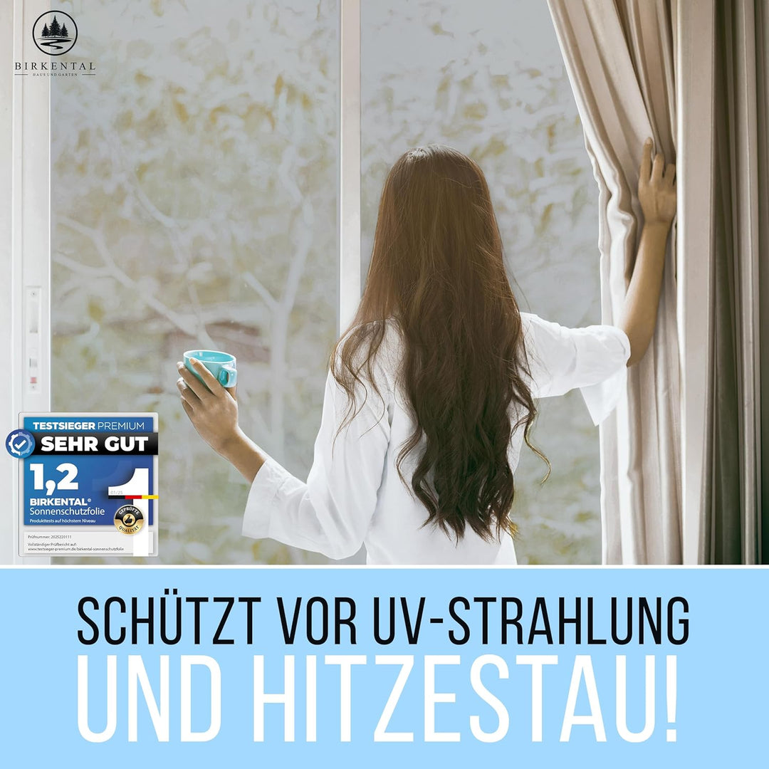 Birkental Sonnenschutzfolie Fenster innen oder aussen - Sonnenschutzfolie - UV Schutz Spiegelfolie -