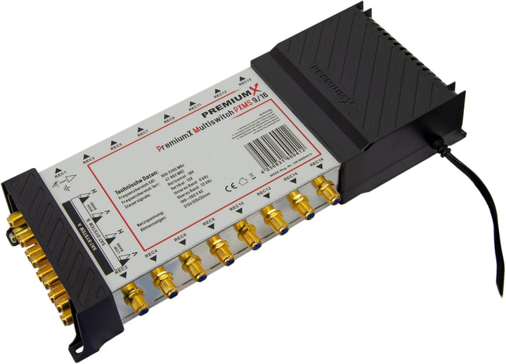 PremiumX PXMS 9/16 Multischalter mit Netzteil Multiswitch 2 SAT für 16 Teilnehmer Satverteiler Digit