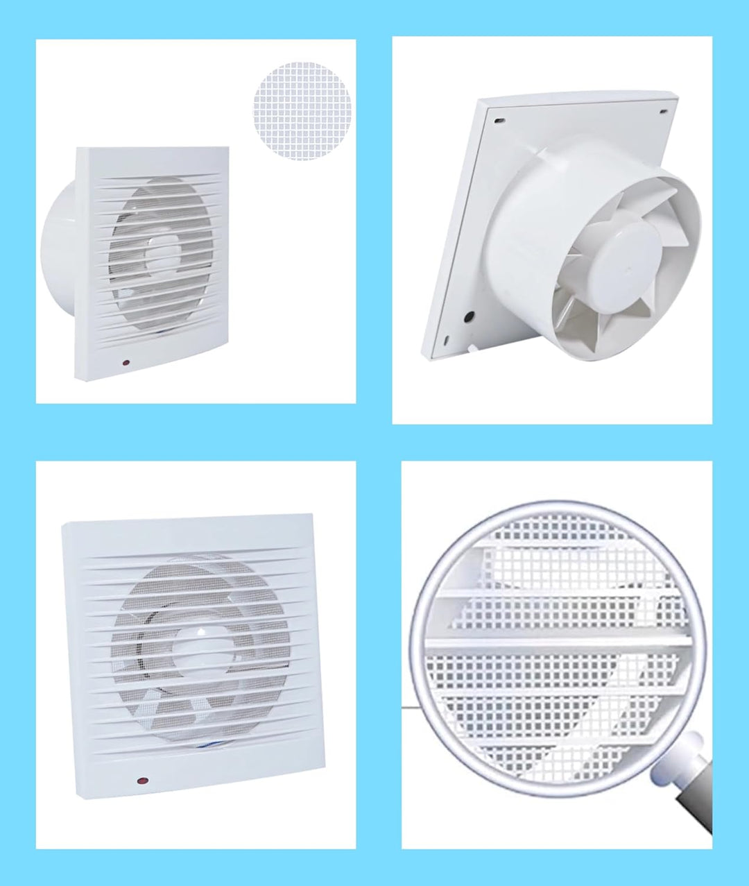 IN-OV_100mm -Abluftventilator+ Integriertes Moskitonetz, 14W-80m3/h, Badezimmer, Küche, Büro, WC, VM