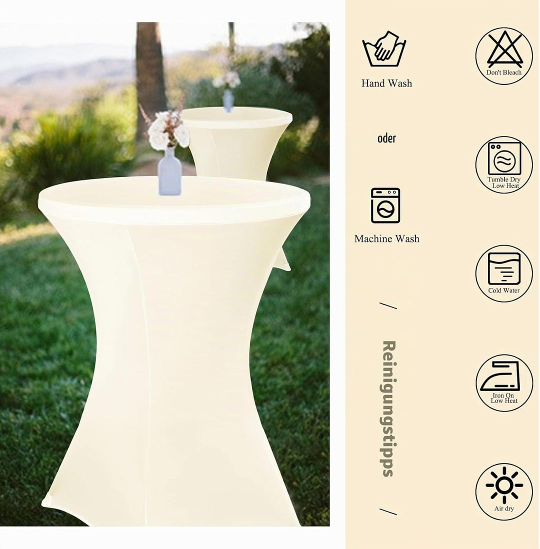 Teruntrue 6 Stück stehtischhusse Beige, Stehtischhusse für Ø 80-85 cm Stehtische und Bistrotische, S