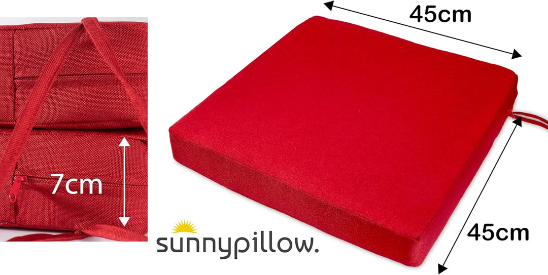 sunnypillow 2er Set Stuhlkissen 45 x 45 cm wasserdicht UV-lichtecht 7cm dick - Outdoor Polsterauflag