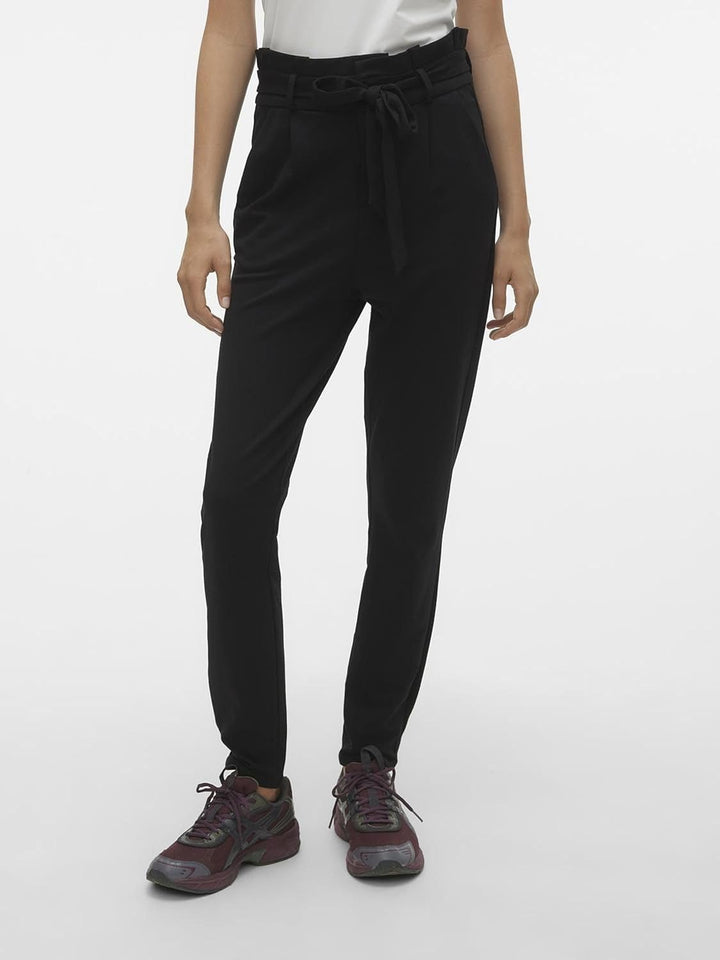 VERO MODA Damen Vmeva Hr Loose Paperbag PNT Ga Tall Noos Hose XS / 36L Schwarz, XS / 36L Schwarz