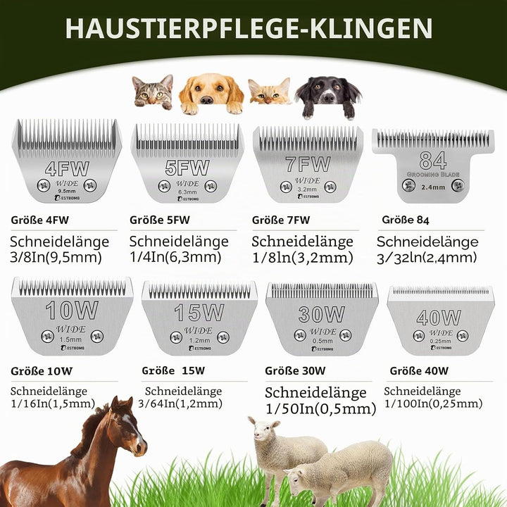 BESTBOMG 10W+7FW+5FW+4FW Ersatz-Breitklinge für die Hundepflege, kompatibel mit Hundeschermaschinen