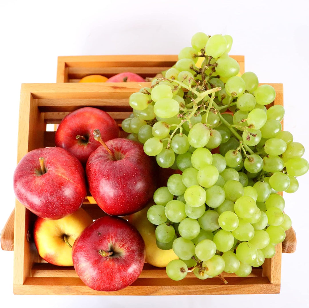 B4K Obstkorb aus Buchenholz | Grösse 24x32x29 cm | Früchtekorb | Servierkorb | Verkaufsständer | Obs