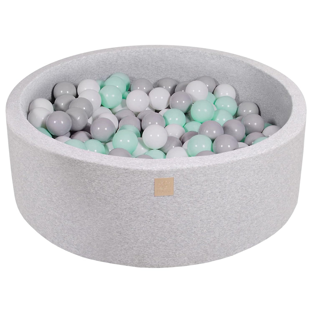 MEOWBABY Bällebad Baby - Rund 90x30cm Baby Pool für Kinder mit 200 Bälle, Baumwolle, Hellgrau: Weiss