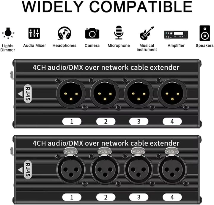 1 Paar XLR/Audio RJ45 Cat5/Cat6 Ethernet 4-K XLR-Extender, Sender/Empfänger für Bühnen ab