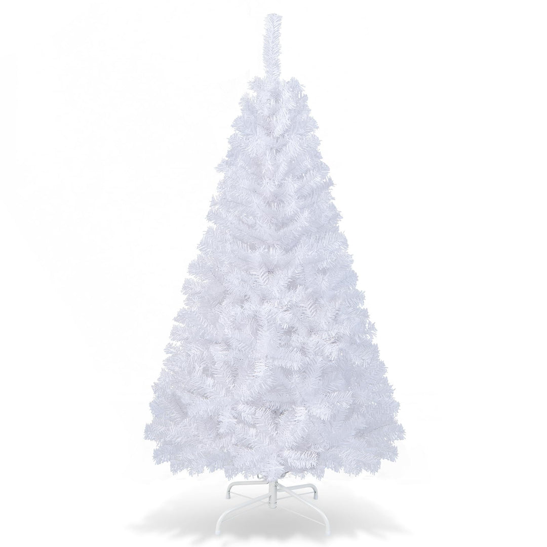 DREAMADE 150/180/210/240cm Weihnachtsbaum Weiss, Künstlicher Tannenbaum mit Metallständer, Christbau