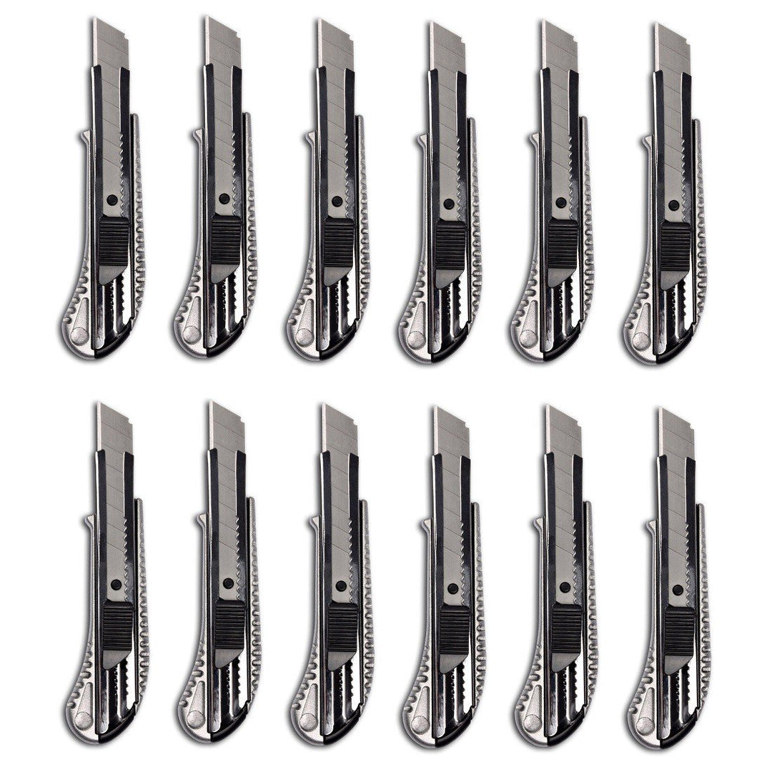 12 Stück Alu Druckguss Cuttermesser mit 18mm Abbrechklinge Teppichmesser Mehrzweck Messer Allzweckme