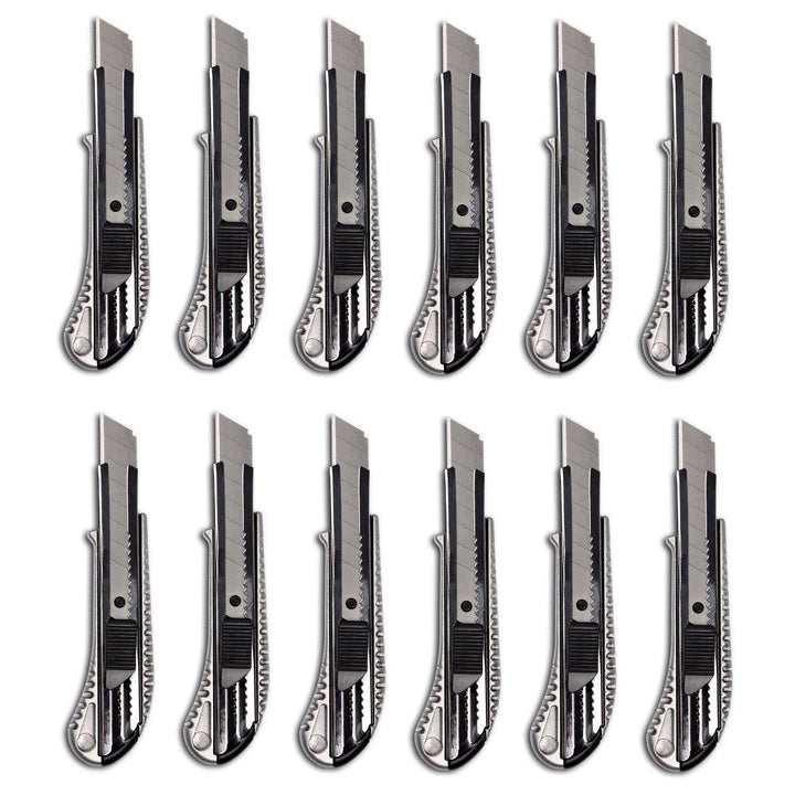 12 Stück Alu Druckguss Cuttermesser mit 18mm Abbrechklinge Teppichmesser Mehrzweck Messer Allzweckme