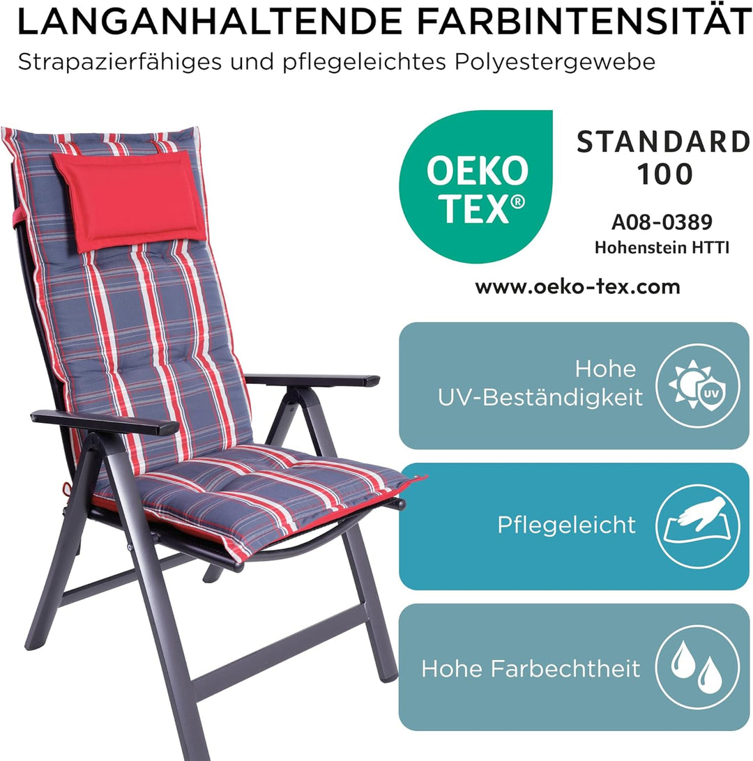 gardisun Gartenstuhlauflagen Hochlehner mit Kopfteil I Extra Dicke Sitzauflagen I Made in Europe I P